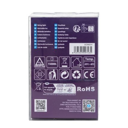 Aigostar - LED Venkovní  řetěz 100xLED/8 funkcí/3xAA 10,3m IP44 studená bílá