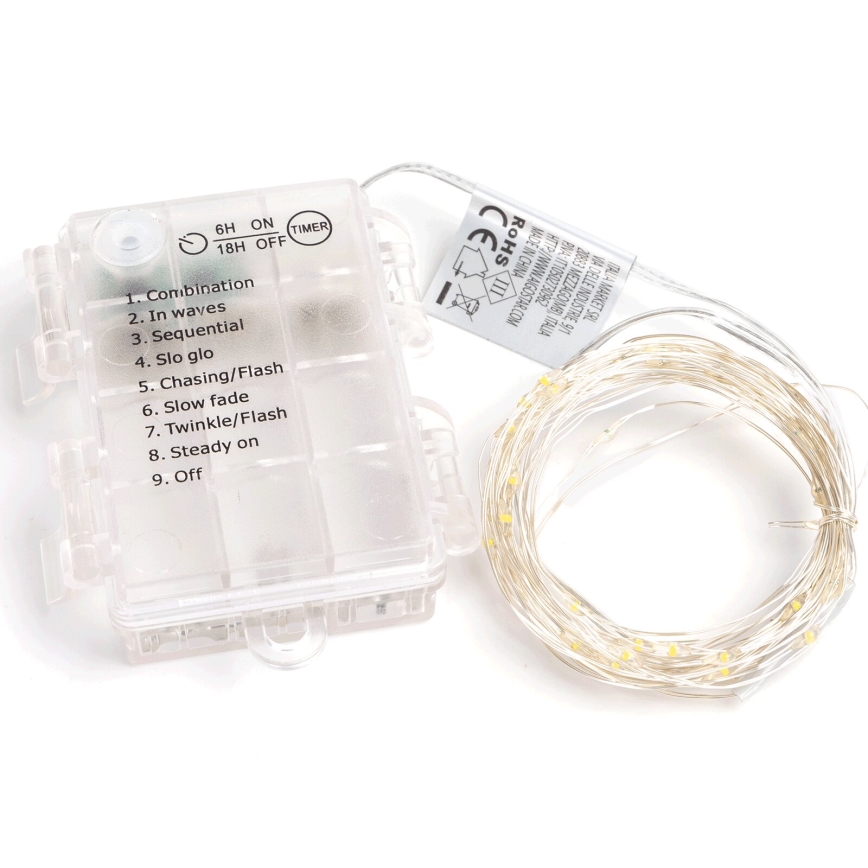 Aigostar -LED Venkovní  řetěz 100xLED/8 funkcí 3xAA 10,3m IP44 teplá bílá