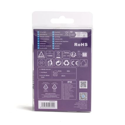 Aigostar -LED Venkovní  řetěz 100xLED/8 funkcí 3xAA 10,3m IP44 teplá bílá