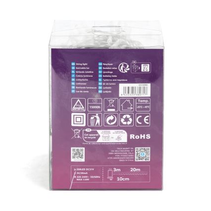 Aigostar - LED Venkovní  řetěz 200xLED/8 funkcí 23m IP44 studená bílá