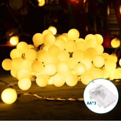 Aigostar-LED Venkovní  řetěz 25xLED/3xAA/8 funkcí 2,8 m IP44 teplá bílá