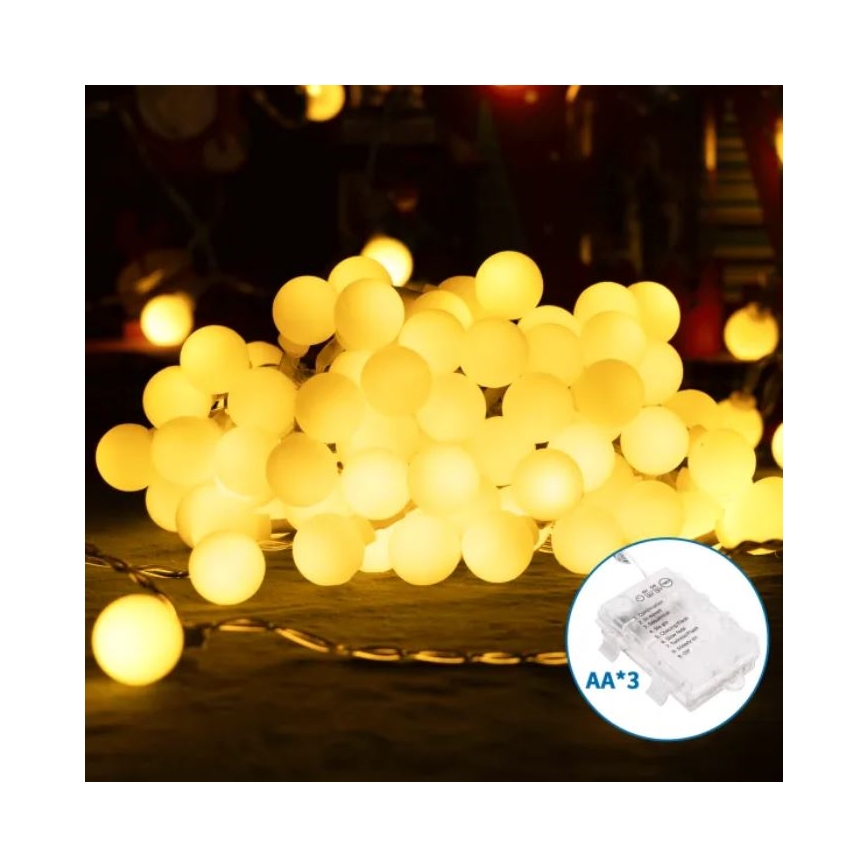 Aigostar-LED Venkovní  řetěz 25xLED/3xAA/8 funkcí 2,8 m IP44 teplá bílá