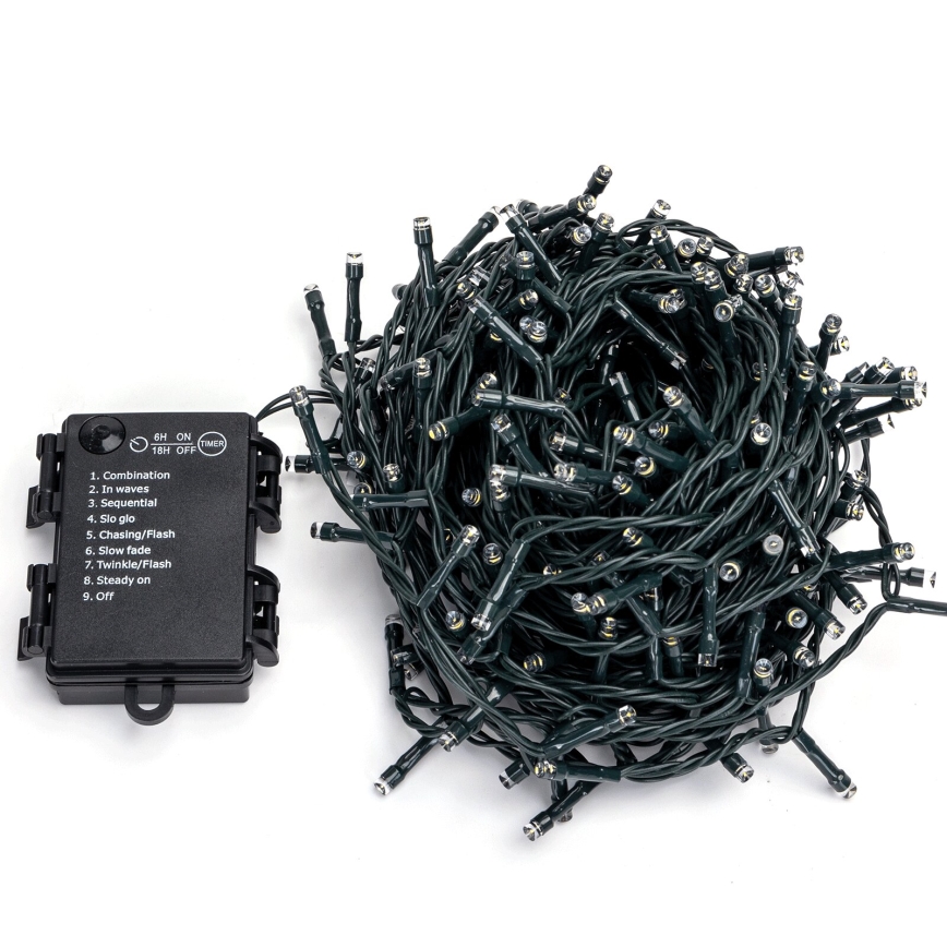 Aigostar-LED Venkovní  řetěz 300xLED/8 funkcí 3xAA 15,3m IP44 teplá bílá