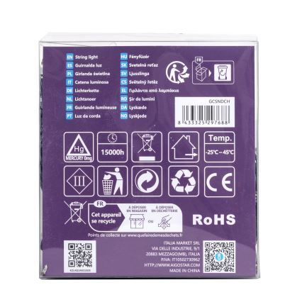 Aigostar-LED Venkovní  řetěz 300xLED/8 funkcí 3xAA 15,3m IP44 teplá bílá