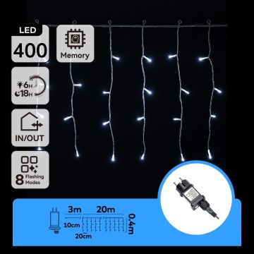 Aigostar - LED Venkovní  řetěz 400xLED/8 funkcí 20x0,4 m IP44 studená bílá