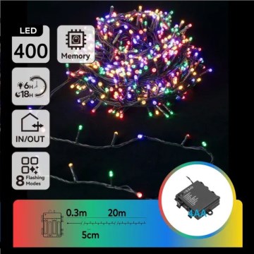 Aigostar - LED Venkovní  řetěz 400xLED/8 funkcí 4xAA 20,3 m IP44 multicolor