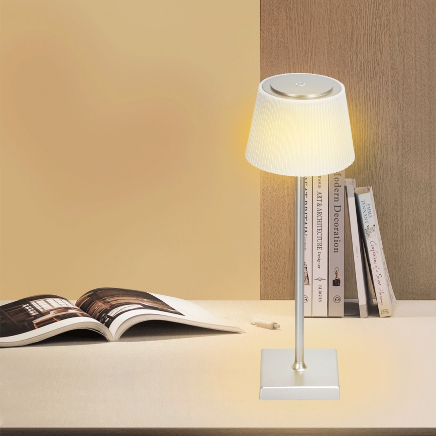 Aigostar - LED Venkovní stmívatelná nabíjecí stolní lampa LED/4W/5V 3600mAh bílá/matný chrom IP54
