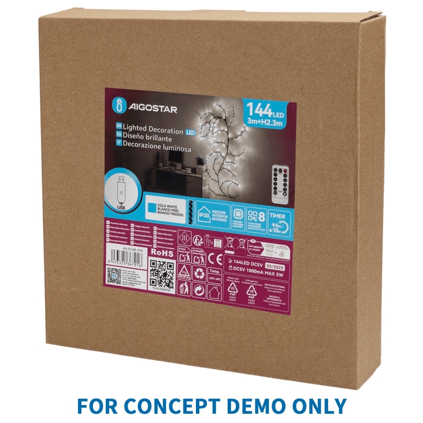 Aigostar - LED Venkovní vánoční dekorace 540xLED/6W/230V 43 cm IP44 studená bílá měsíček