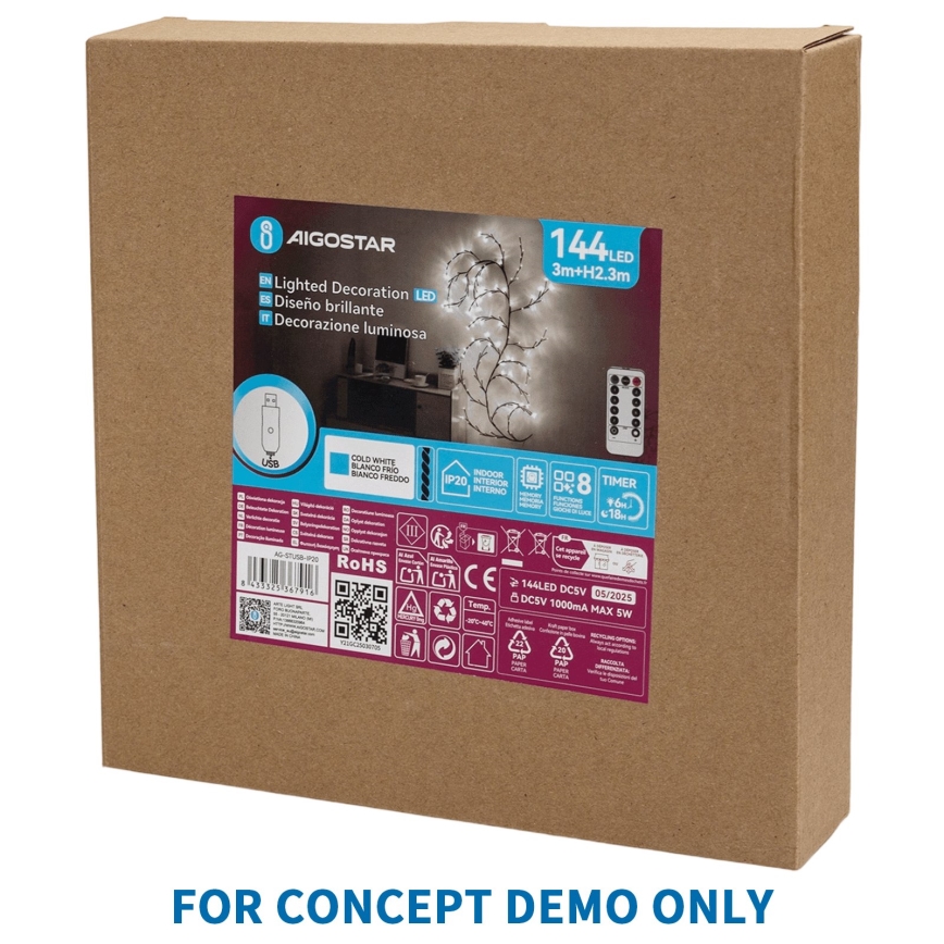 Aigostar - LED Venkovní vánoční dekorace 540xLED/6W/230V IP44 studená bílá 45cm kruh