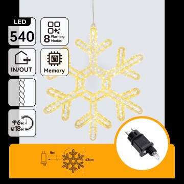 Aigostar - LED Venkovní ván dekorace 540xLED/6W/230V IP44 teplá bílá 45cm vločka