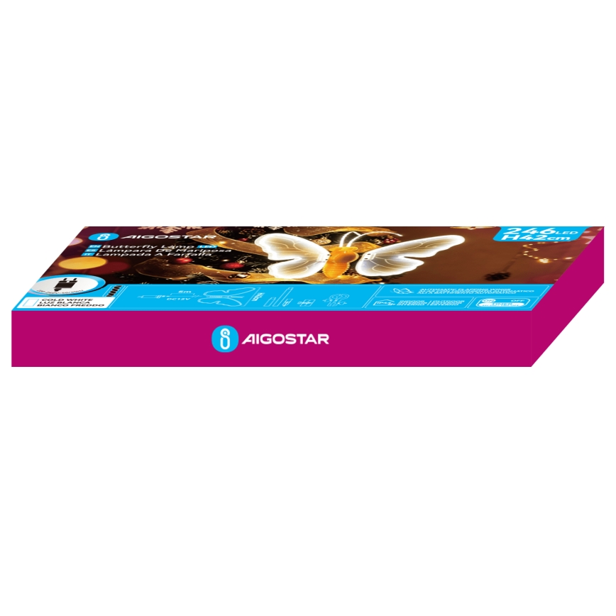 Aigostar - LED Venkovní dekorace 246xLED/9W/230V 42 cm IP44 motýl/studená bílá