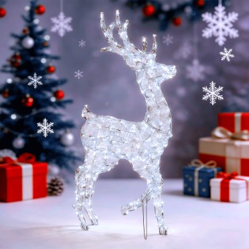 Aigostar - LED Venkovní vánoční dekorace 240xLED/8 funkcí 1,25m IP44 stud bílá jelen