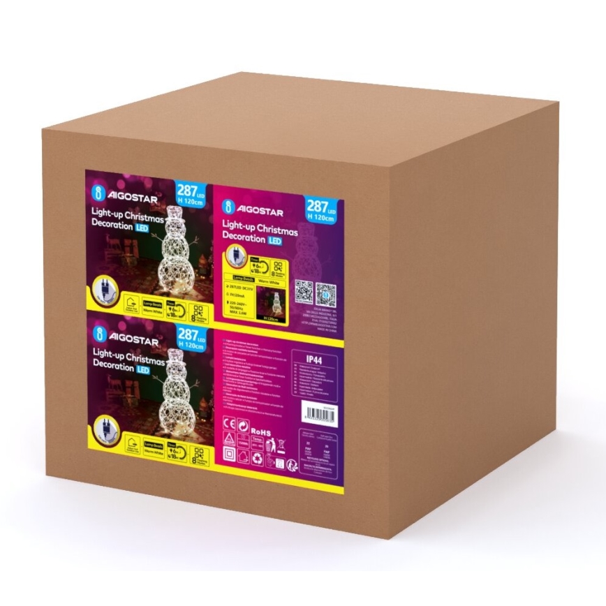 Aigostar - LED Venkovní vánoční dekorace 3,6W/31/230V 2700K 120 cm IP44 sněhulák