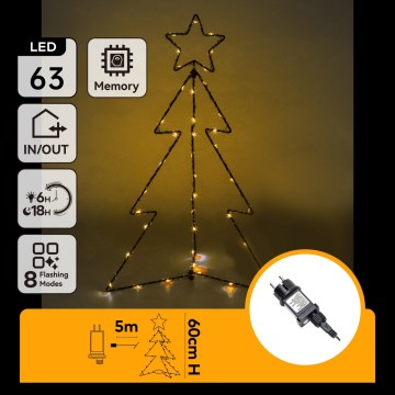 Aigostar - LED Venkovní vánoční dekorace 63xLED/3,6W/230V 60 cm IP44 strom teplá bílá