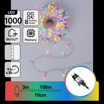 Aigostar - LED Venkovní vánoční řetěz 1000xLED/8 funkcí 103m IP44 multicolor