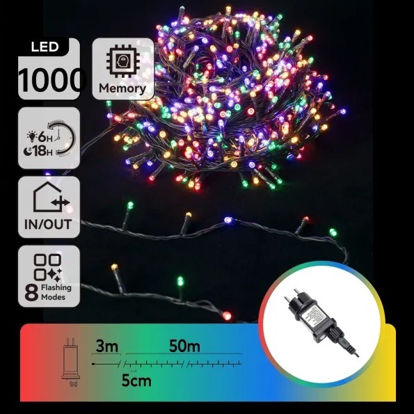 Aigostar - LED Venkovní vánoční řetěz 1000xLED/8 funkcí 53m IP44 multicolor