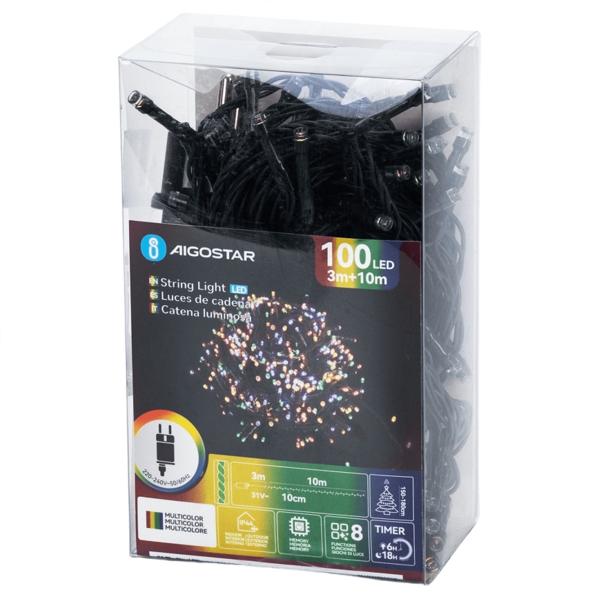 Aigostar - LED Venkovní vánoční řetěz 100xLED/8 funkcí 13m IP44 multicolor