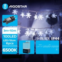 Aigostar - LED Venkovní vánoční řetěz 100xLED/8 funkcí 13m IP44 studená bílá
