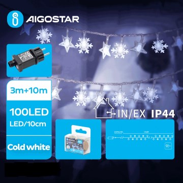 Aigostar - LED Venkovní vánoční řetěz 100xLED/8 funkcí 13m IP44 studená bílá