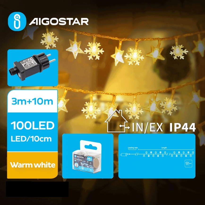 Aigostar - LED Venkovní vánoční řetěz 100xLED/8 funkcí 13m IP44 teplá bílá