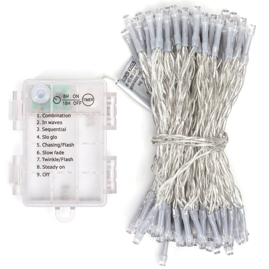 Aigostar -LED Venkovní vánoční řetěz 100xLED/8 funkcí 3xAA 10,3m IP44 multicolor