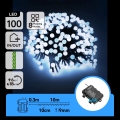 Aigostar - LED Venkovní vánoční řetěz 100xLED/8 funkcí 3xAA 10,3m IP44 studená bílá