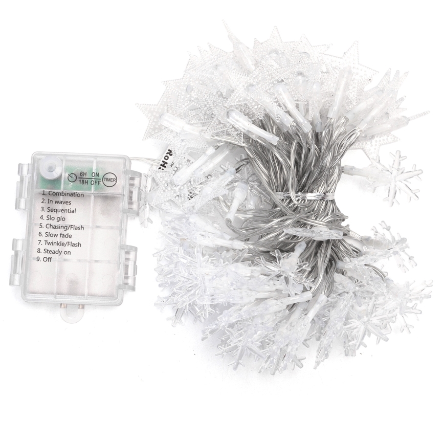 Aigostar - LED Venkovní vánoční řetěz 100xLED/8 funkcí 3xAA 10 m IP44 studená bílá