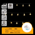 Aigostar - LED Venkovní vánoční řetěz 100xLED/8 funkcí 3xAA 10m IP44 teplá bílá hvězdy
