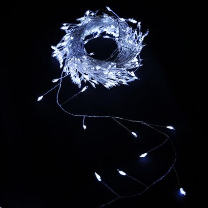 Aigostar - LED Venkovní vánoční řetěz 100xLED/8 funkcí 3xAA 3,3m IP44 studená bílá