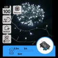 Aigostar - LED Venkovní vánoční řetěz 100xLED/8 funkcí 3xAA 5,3 m IP44 studená bílá