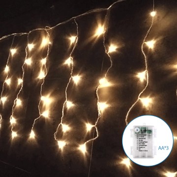 Aigostar-LED Venkovní vánoční řetěz 100xLED/8 funkcí 3xAA 8x0,4m IP44 teplá bílá