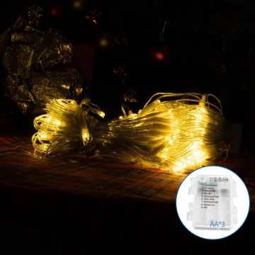 Aigostar-LED Venkovní vánoční řetěz 100xLED/8 funkcí 3xAA 8x0,6m IP44 teplá bílá