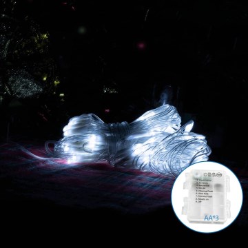 Aigostar -LED Venkovní vánoční řetěz 100xLED/8 funkcí 4,5x1,5m IP44 studená bílá