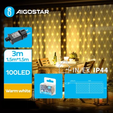 Aigostar - LED Venkovní vánoční řetěz 100xLED/8 funkcí 4,5x1,5m IP44 teplá bílá