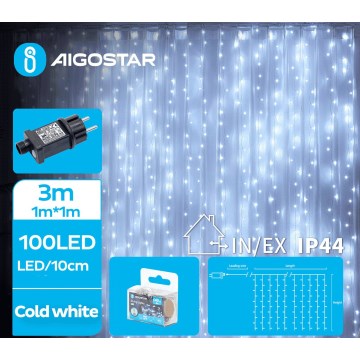 Aigostar - LED Venkovní vánoční řetěz 100xLED/8 funkcí 4x1m IP44 studená bílá