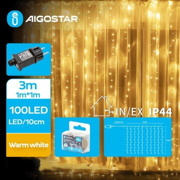 Aigostar - LED Venkovní vánoční řetěz 100xLED/8 funkcí 4x1m IP44 teplá bílá