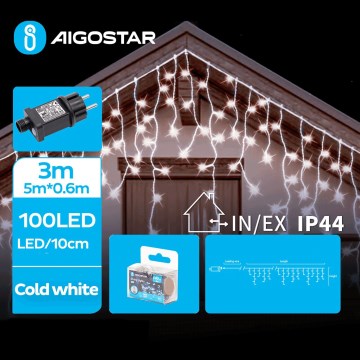 Aigostar - LED Venkovní vánoční řetěz 100xLED/8 funkcí 8x0,6m IP44 studená bílá