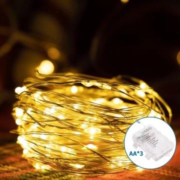 Aigostar -LED Venkovní vánoční řetěz 150xLED/8 funkcí 3xAA 15,3m IP44 teplá bílá