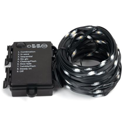 Aigostar -LED Venkovní vánoční řetěz 150xLED/8 funkcí 3xAA 15,3m IP44 teplá bílá