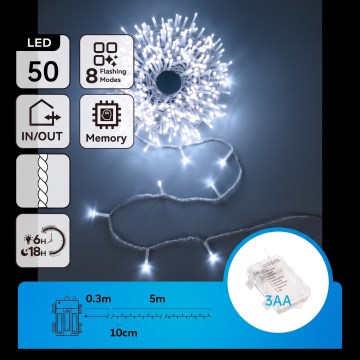 Aigostar - LED Venkovní vánoční řetěz 150xLED/8 funkcí 3xAA 5,3m IP44 modrá