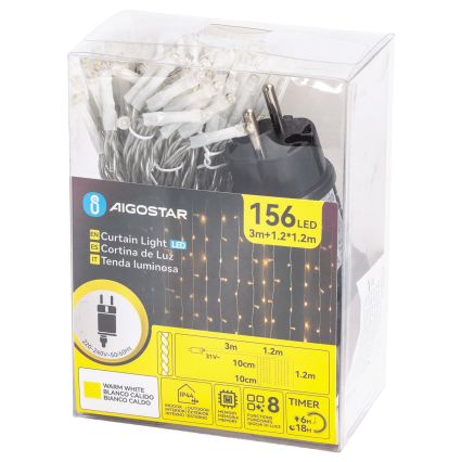 Aigostar - LED Venkovní vánoční řetěz 156xLED/8 funkcí 4,2x1,2m IP44 teplá bílá