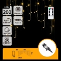 Aigostar - LED Venkovní vánoční řetěz 200xLED/6W/230V/8 funkcí 3x1m IP44 teplá bílá + dálkové ovládání
