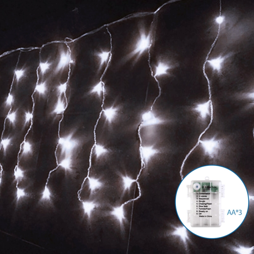 Aigostar - LED Venkovní vánoční řetěz 200xLED/8 funkcí 13x0,4m IP44 studená bílá
