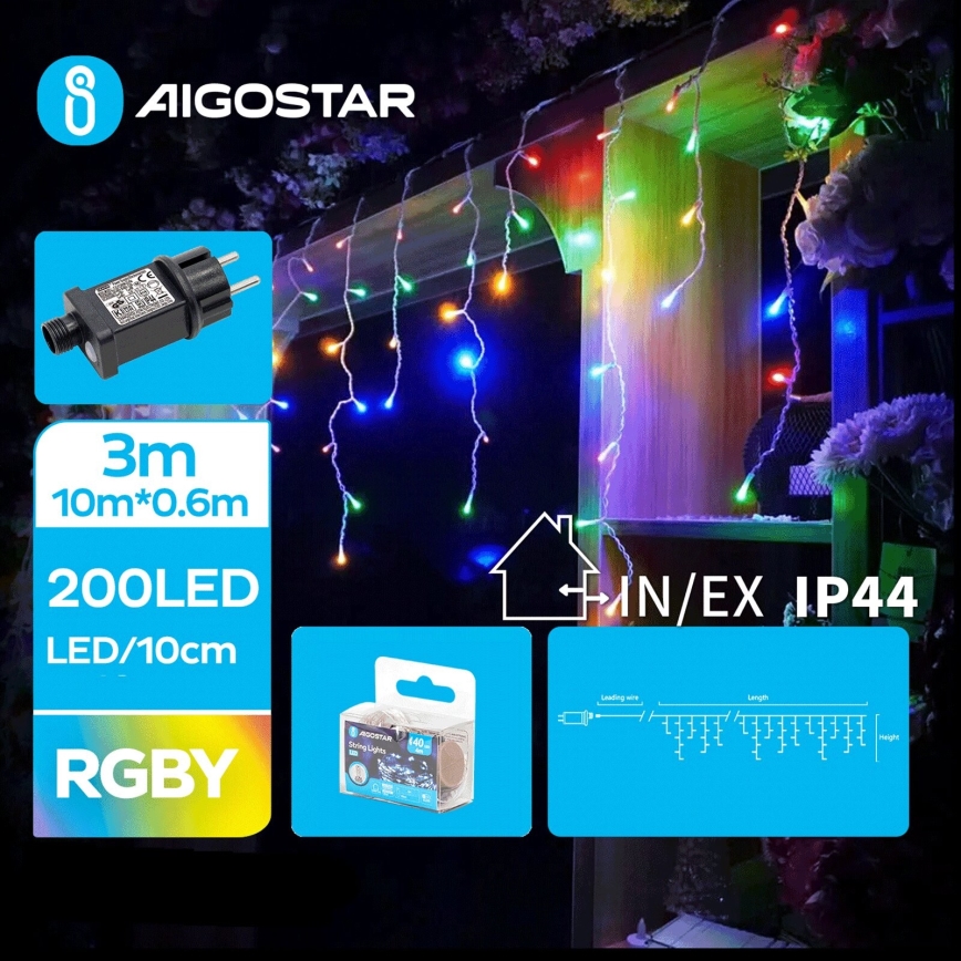 Aigostar - LED Venkovní vánoční řetěz 200xLED/8 funkcí 13x0,6m IP44 multicolor