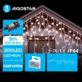 Aigostar - LED Venkovní vánoční řetěz 200xLED/8 funkcí 13x0,6m IP44 studená bílá