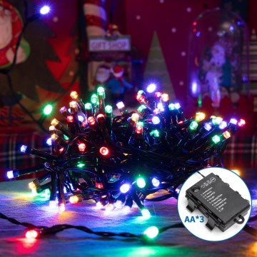 Aigostar -LED Venkovní vánoční řetěz 200xLED/8 funkcí 3xAA 10,3m IP44 multicolor