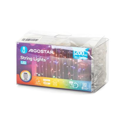 Aigostar - LED Venkovní vánoční řetěz 200xLED/8 funkcí 3xAA 5x2m IP44 multicolor