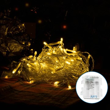 Aigostar-LED Venkovní vánoční řetěz 200xLED/8 funkcí 3xAA 6x1,5m IP44 teplá bílá