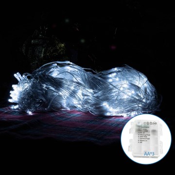 Aigostar - LED Venkovní vánoční řetěz 200xLED/8 funkcí 6x1,5m IP44 studená bílá