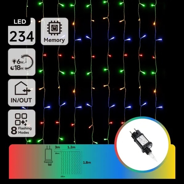 Aigostar - LED Venkovní vánoční řetěz 234xLED/ 1,2x1,8 m IP44 multicolor